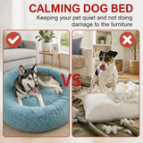 Pet Dog Bed Warm Plush Round Comfortable Nest Comfy Sleeping kennel Green M 70cm