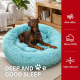 Pet Dog Bed Warm Plush Round Comfortable Nest Comfy Sleeping kennel Green M 70cm In Australia - Darrahopens