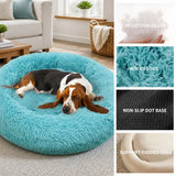 Pet Dog Bed Warm Plush Round Comfortable Nest Comfy Sleeping kennel Green M 70cm In Australia - Darrahopens