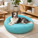 Pet Dog Bedding Warm Plush Round Comfortable Nest Comfy Sleep kennel Green 100cm In Australia - Darrahopens