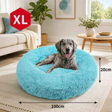 Pet Dog Bedding Warm Plush Round Comfortable Nest Comfy Sleep kennel Green 100cm In Australia - Darrahopens