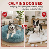 Pet Dog Bedding Warm Plush Round Comfortable Nest Comfy Sleep kennel Green 100cm In Australia - Darrahopens
