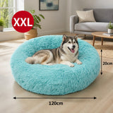 Pet Dog Bedding Warm Plush Round Comfortable Nest Comfy Sleep kennel Green 120cm In Australia - Darrahopens