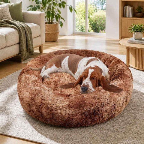 Dog Cat Pet Calming Bed Washable ZIPPER Cover Warm Soft Plush Round Sleeping 100 In Australia - Darrahopens