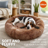 Dog Cat Pet Calming Bed Washable ZIPPER Cover Warm Soft Plush Round Sleeping 100 In Australia - Darrahopens