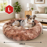 Dog Cat Pet Calming Bed Washable ZIPPER Cover Warm Soft Plush Round Sleeping 100 In Australia - Darrahopens
