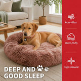 Dog Cat Pet Calming Bed Warm Soft Plush Round Nest Comfy Sleeping Kennel Cave AU In Australia - Darrahopens