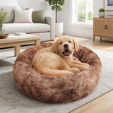 Dog Cat Pet Calming Bed Warm Soft Plush Round Nest Comfy Sleeping Kennel Cave AU