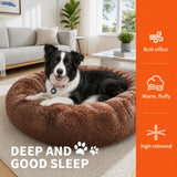 Dog Cat Pet Calming Bed Warm Soft Plush Round Nest Comfy Sleeping Kennel Cave 70