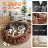 Dog Cat Pet Calming Bed Warm Soft Plush Round Nest Comfy Sleeping Kennel Cave 70