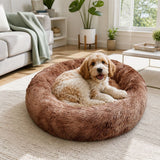Dog Cat Pet Calming Bed Warm Soft Plush Round Nest Comfy Sleeping Kennel Cave 70