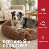 Dog Cat Pet Calming Bed Warm Soft Plush Round Nest Comfy Sleeping Cave 120cm In Australia - Darrahopens