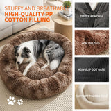 Dog Cat Pet Calming Bed Warm Soft Plush Round Nest Comfy Sleeping Cave 120cm