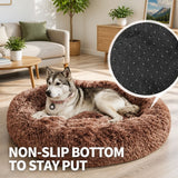 Dog Cat Pet Calming Bed Warm Soft Plush Round Nest Comfy Sleeping Cave 120cm