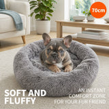 Dog Cat Pet Calming Bed Washable ZIPPER Cover Warm Soft Plush Round Sleeping 70 In Australia - Darrahopens