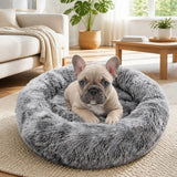 Dog Cat Pet Calming Bed Washable ZIPPER Cover Warm Soft Plush Round Sleeping 70