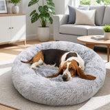 Dog Cat Pet Calming Bed Washable ZIPPER Cover Warm Soft Plush Round Sleeping 100