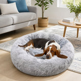 Dog Cat Pet Calming Bed Washable ZIPPER Cover Warm Soft Plush Round Sleeping 100
