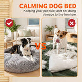 Dog Cat Pet Calming Bed Warm Soft Plush Round Nest Comfy Sleeping Washable Zip In Australia - Darrahopens