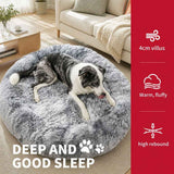 Dog Cat Pet Calming Bed Warm Soft Plush Round Nest Comfy Sleeping Washable Zip In Australia - Darrahopens