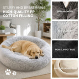 Dog Cat Pet Calming Bed Warm Soft Plush Round Nest Comfy Sleeping Washable Zip