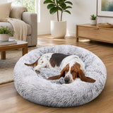 Dog Cat Pet Calming Bed Warm Soft Plush Round Nest Comfy Sleeping Washable Zip