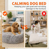 Dog Cat Pet Calming Bed Washable ZIPPER Cover Warm Soft Plush Round Sleeping 120cm In Australia - Darrahopens