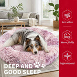 Cat Dog Pet Calming Bed Warm Soft Plush Round Nest Comfy Sleeping Kennel Cave AU In Australia - Darrahopens