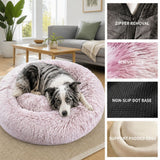 Cat Dog Pet Calming Bed Warm Soft Plush Round Nest Comfy Sleeping Kennel Cave AU