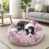 Cat Dog Pet Calming Bed Warm Soft Plush Round Nest Comfy Sleeping Kennel Cave AU