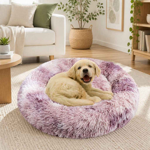 Dog Cat Pet Calming Bed Warm Soft Plush Round Nest Comfy Sleeping Kennel Cave 90 In Australia - Darrahopens