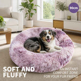 Dog Cat Pet Calming Bed Warm Soft Plush Round Nest Comfy Sleeping Kennel Cave 90 In Australia - Darrahopens
