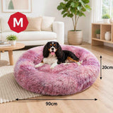 Dog Cat Pet Calming Bed Warm Soft Plush Round Nest Comfy Sleeping Kennel Cave 90 In Australia - Darrahopens