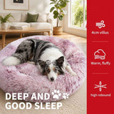 Dog Cat Pet Calming Bed Warm Soft Plush Round Nest Comfy Sleeping Kennel Cave 90 In Australia - Darrahopens
