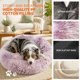 Dog Cat Pet Calming Bed Warm Soft Plush Round Nest Comfy Sleeping Kennel Cave 90