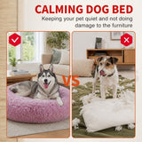 Dog Cat Pet Calming Bed Warm Soft Plush Round Nest Comfy Sleeping Cave MEL 120cm