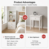 HYGGO Bedside Table Drawer Nightstand Bedroom Cabinet Warm White 3-Shelf Storage Unit
