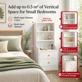 HYGGO Bedside Table Drawer Nightstand Bedroom Cabinet Warm White 3-Shelf Storage Unit