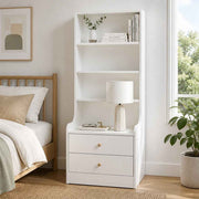 HYGGO White Nightstand Bedside Table with Drawers Minimalist Tall Bookshelf Cabinet In Australia - Darrahopens