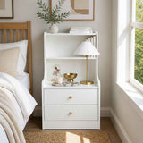 HYGGO Bedside Table Drawer Nightstand Minimalist White Storage Dual Shelves Cabinet In Australia - Darrahopens