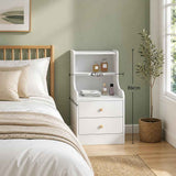 HYGGO Bedside Table Drawer Nightstand Minimalist White Storage Dual Shelves Cabinet In Australia - Darrahopens