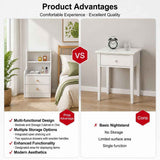 HYGGO Bedside Table Drawer Nightstand Minimalist White Storage Dual Shelves Cabinet In Australia - Darrahopens