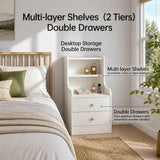 HYGGO Bedside Table Drawer Nightstand Minimalist White Storage Dual Shelves Cabinet In Australia - Darrahopens