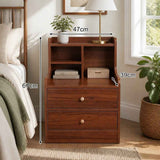HYGGO Bedside Table Drawer Nightstand Multi-Compartment Storage Reddish-Brown 70cm In Australia - Darrahopens
