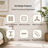 HYGGO Bedside Table Drawer Nightstand Light Gray Wood Grain White Fronts Curved Design In Australia - Darrahopens