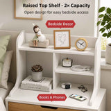 HYGGO White Nightstand Bedside Table Wooden Drawers Storage Sections Curved Sides In Australia - Darrahopens