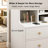 HYGGO White Nightstand Bedside Table Wooden Drawers Storage Sections Curved Sides In Australia - Darrahopens