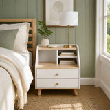 HYGGO Two-Tone Bedside Table Nightstand Drawer Storage Wooden Legs White Wood Design In Australia - Darrahopens