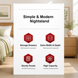 HYGGO Bedside Table Drawer Nightstand Warm White Open Storage Compact 47cm Modern