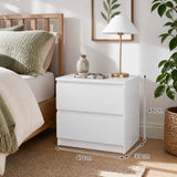HYGGO Bedside Table Drawer Nightstand Warm White Double Drawer Finger Pull Modern In Australia - Darrahopens